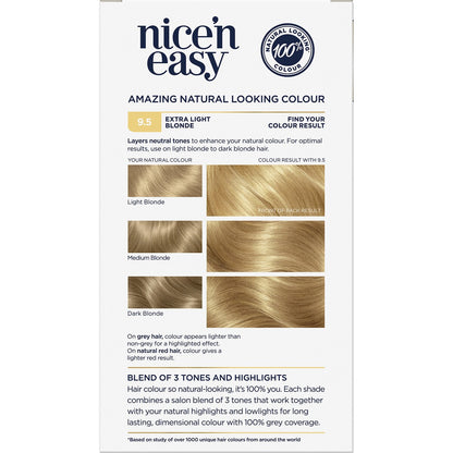 Clairol Nice & Easy Permanent 9.5 Extra Light Blonde Hair Colour Each