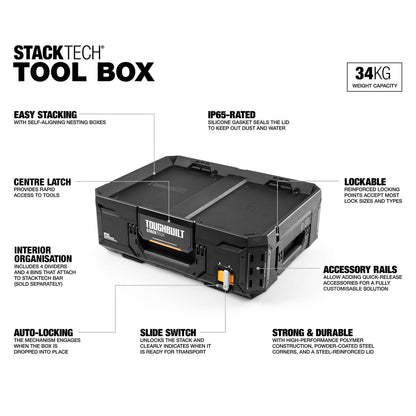 Toughbuilt Stacktech Tool Box - 410 x 180 x 530mm
