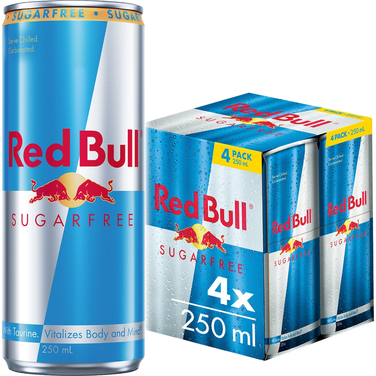 Red Bull Energy Drink Sugar Free 250ml X 4 Pack