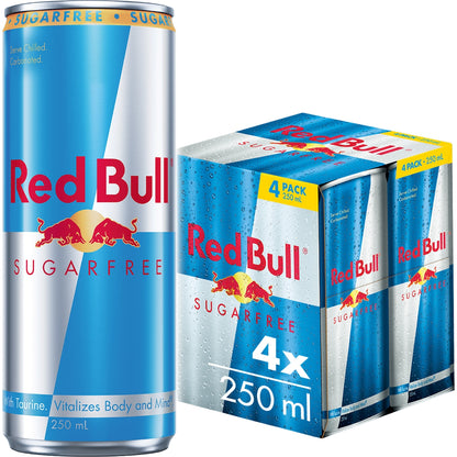 Red Bull Energy Drink Sugar Free 250ml X 4 Pack