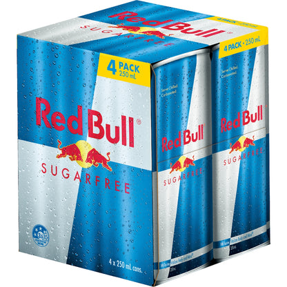 Red Bull Energy Drink Sugar Free 250ml X 4 Pack