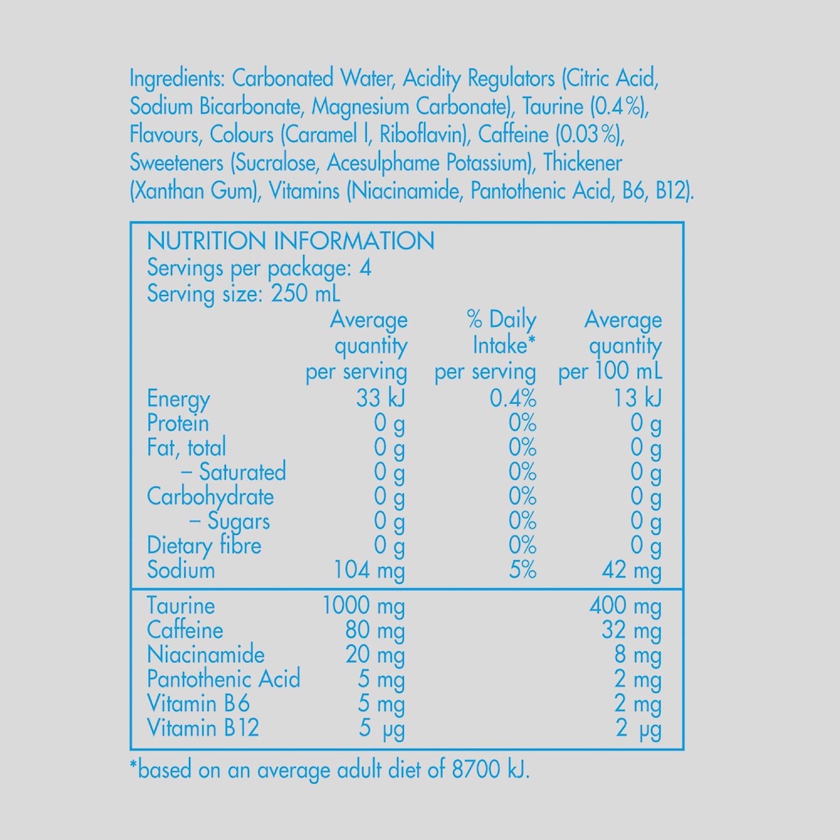 Red Bull Energy Drink Sugar Free 250ml X 4 Pack