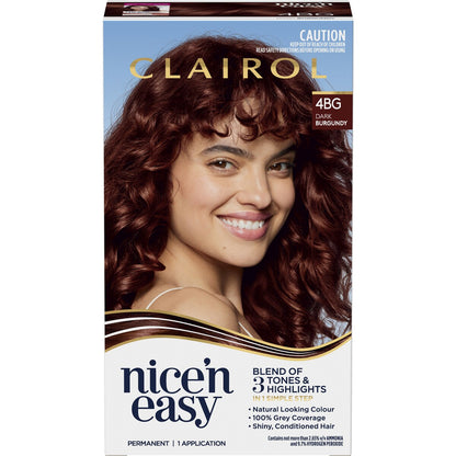 Clairol Nice 'N Easy Permanent 4BG Dark Burgundy Hair Colour each