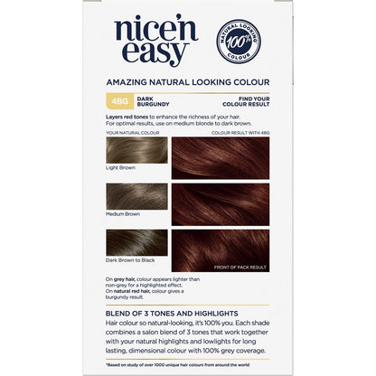 Clairol Nice 'N Easy Permanent 4BG Dark Burgundy Hair Colour each
