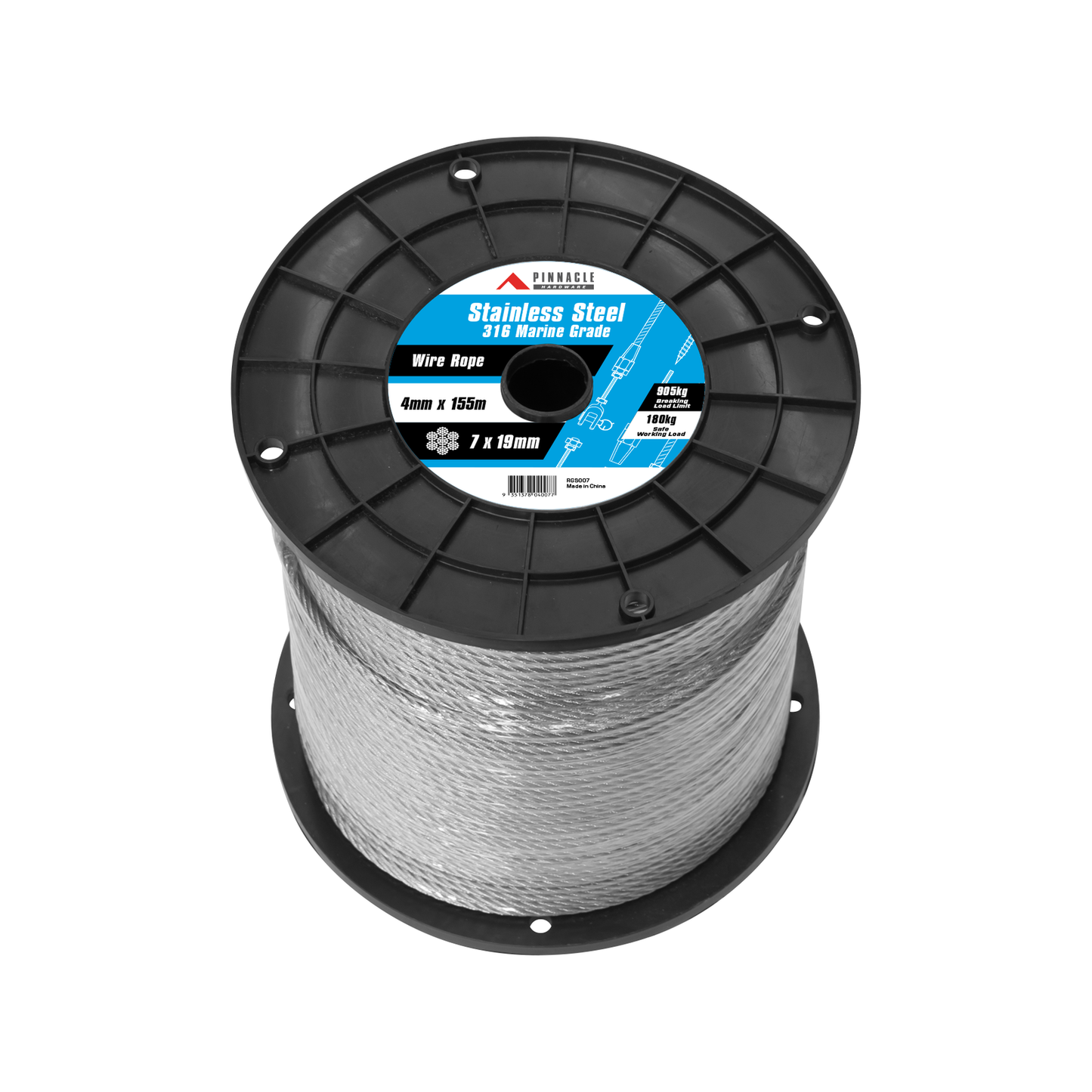 Pinnacle Marine Grade Stainless Steel Wire Rope - 4mm x 155m