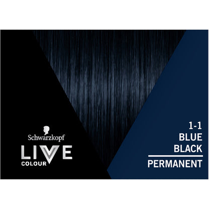 Schwarzkopf Live Colour Black Hair Dye 1.1 Blue Black Permanent each