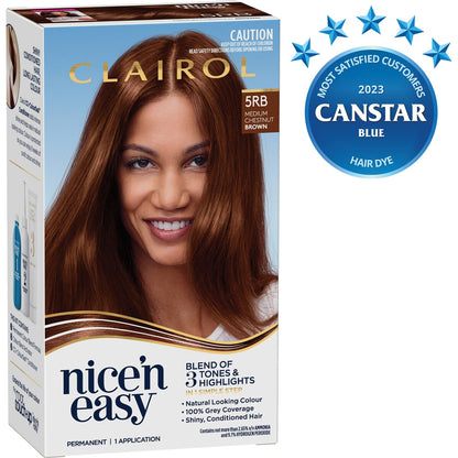 Clairol Nice 'N Easy Permanent 5RB Chestnut Brown Hair Colour each