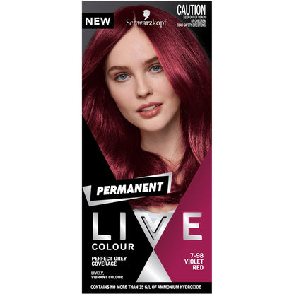 Schwarzkopf Live Colour Red Hair Dye 7.98 Violet Red Permanent each