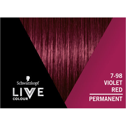 Schwarzkopf Live Colour Red Hair Dye 7.98 Violet Red Permanent each