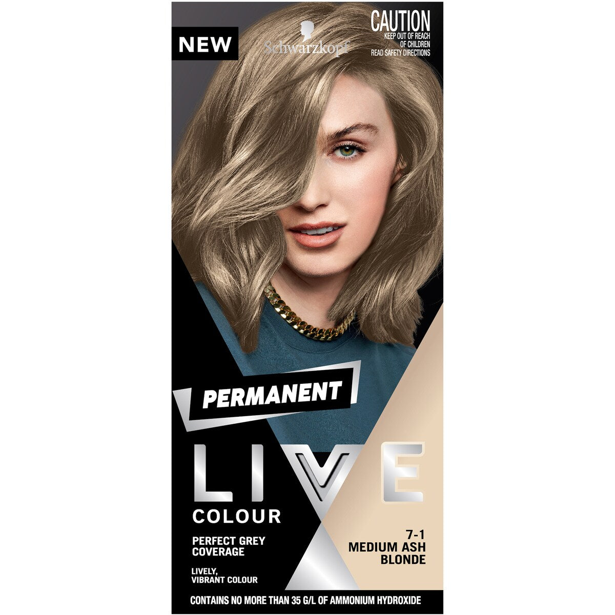 Schwarzkopf Live Colour Blonde Hair Dye 71 Medium Ash Blonde Permanent each