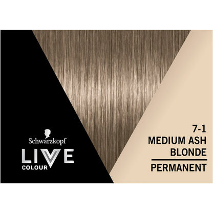 Schwarzkopf Live Colour Blonde Hair Dye 71 Medium Ash Blonde Permanent each