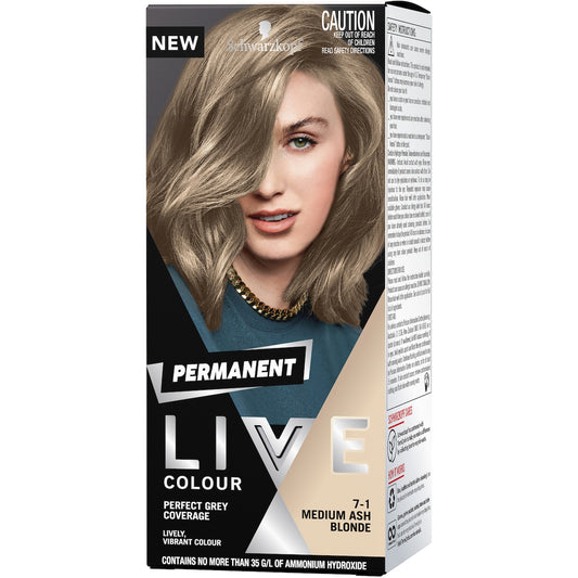 Schwarzkopf Live Colour Blonde Hair Dye 71 Medium Ash Blonde Permanent each