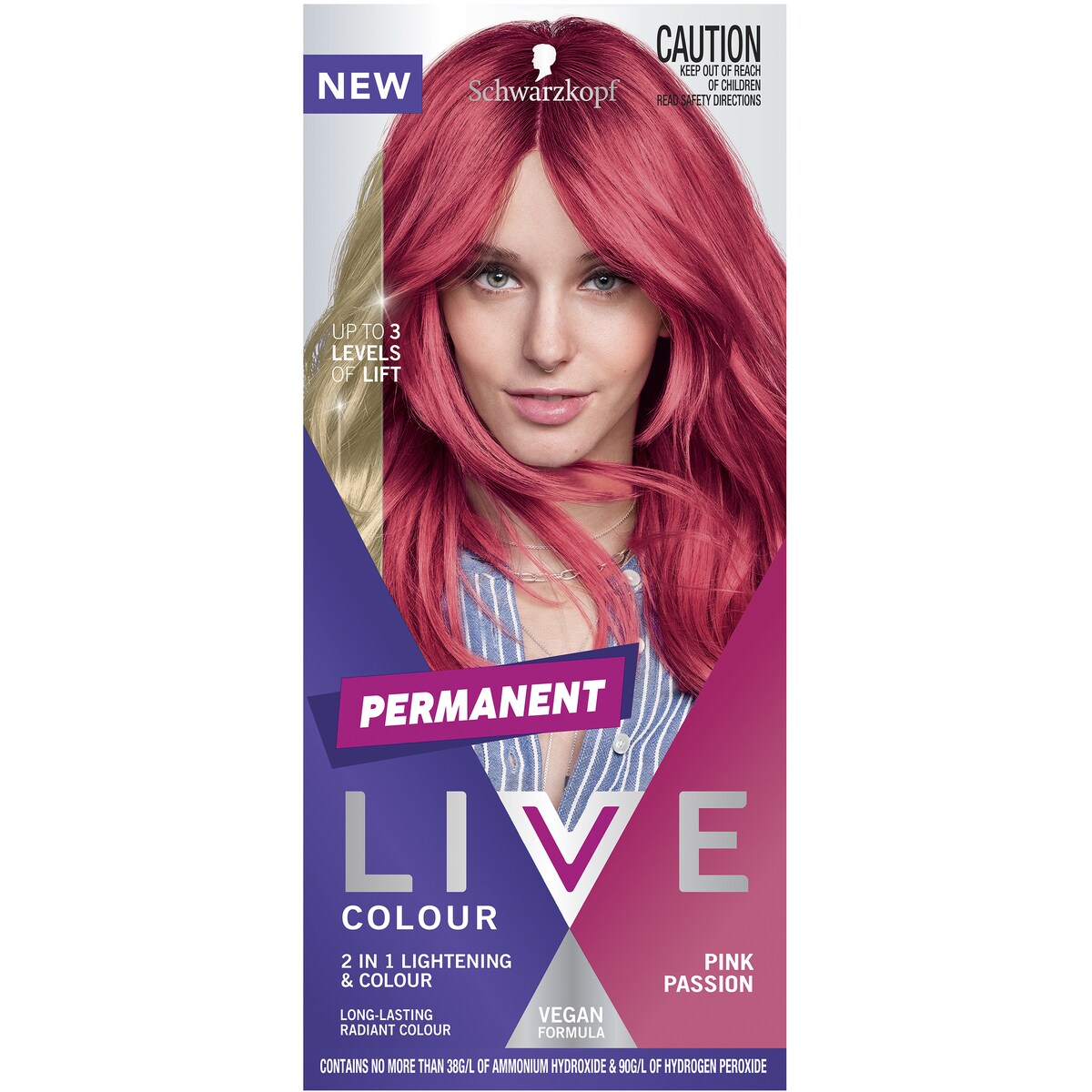 Schwarzkopf Live Colour Pink Hair Dye Pink Passion Permanent each