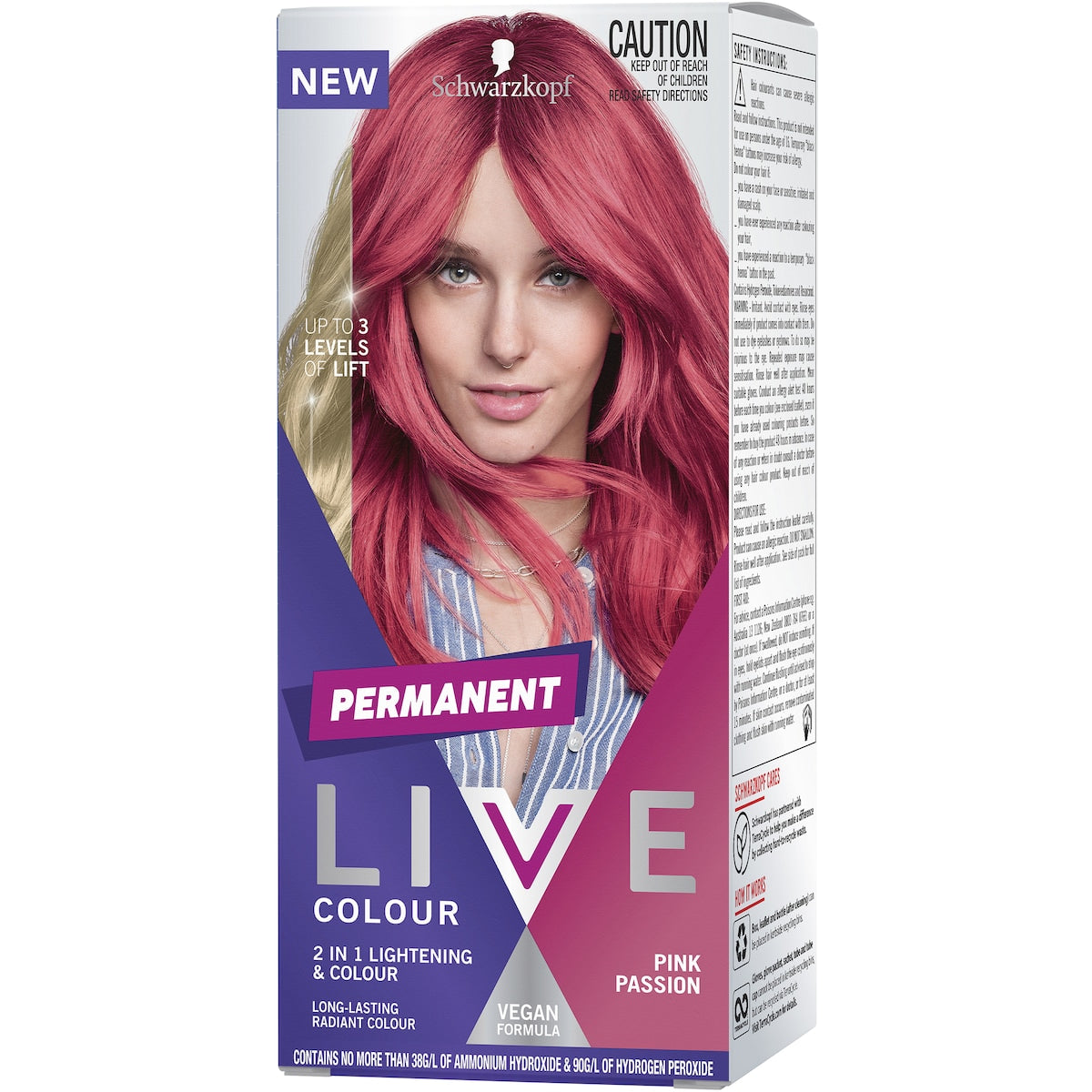 Schwarzkopf Live Colour Pink Hair Dye Pink Passion Permanent each