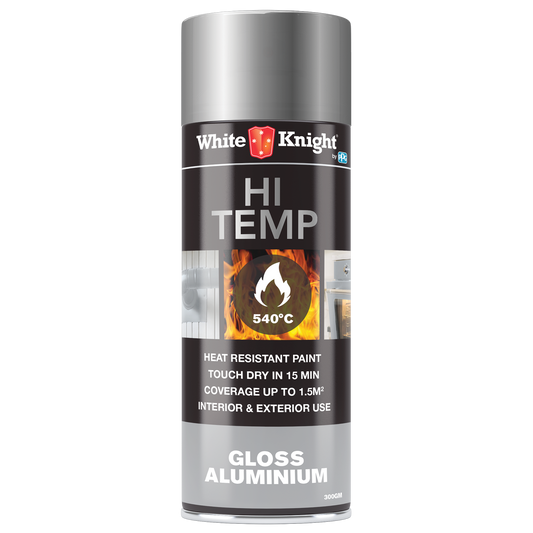 White Knight Hi Temp Spray Paint - Gloss Aluminium 300g
