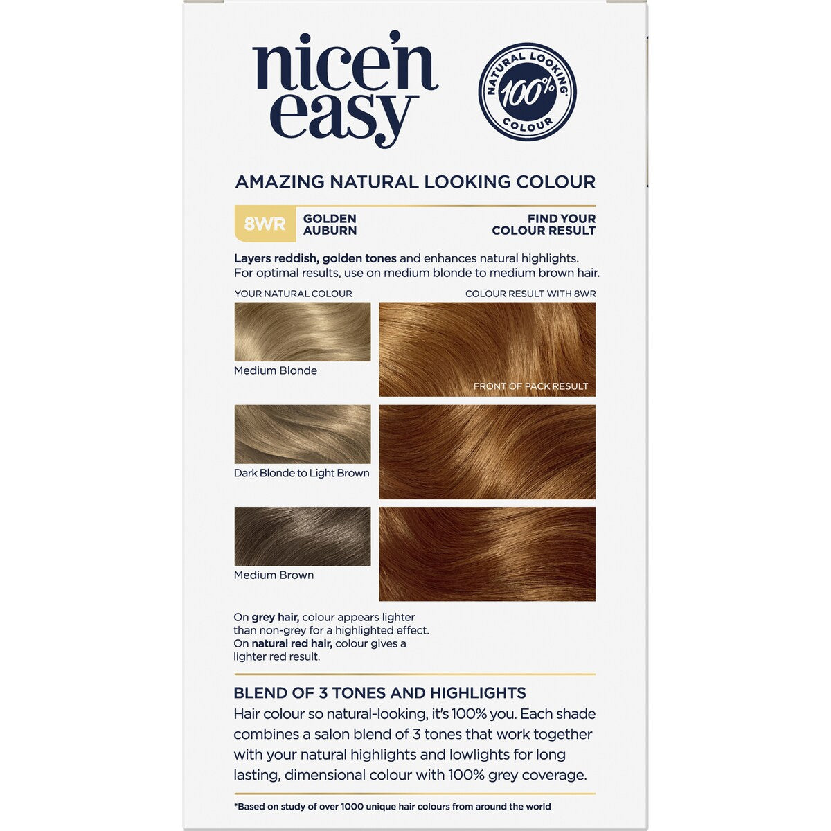 Clairol Nice 'N Easy Permanent 8WR Golden Auburn Hair Colour each
