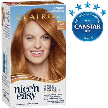 Clairol Nice 'N Easy Permanent 8WR Golden Auburn Hair Colour each