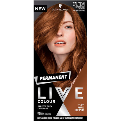 Schwarzkopf Live Colour Brown Hair Dye 7.77 Pure Copper Permanent each