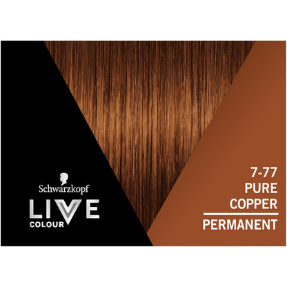 Schwarzkopf Live Colour Brown Hair Dye 7.77 Pure Copper Permanent each