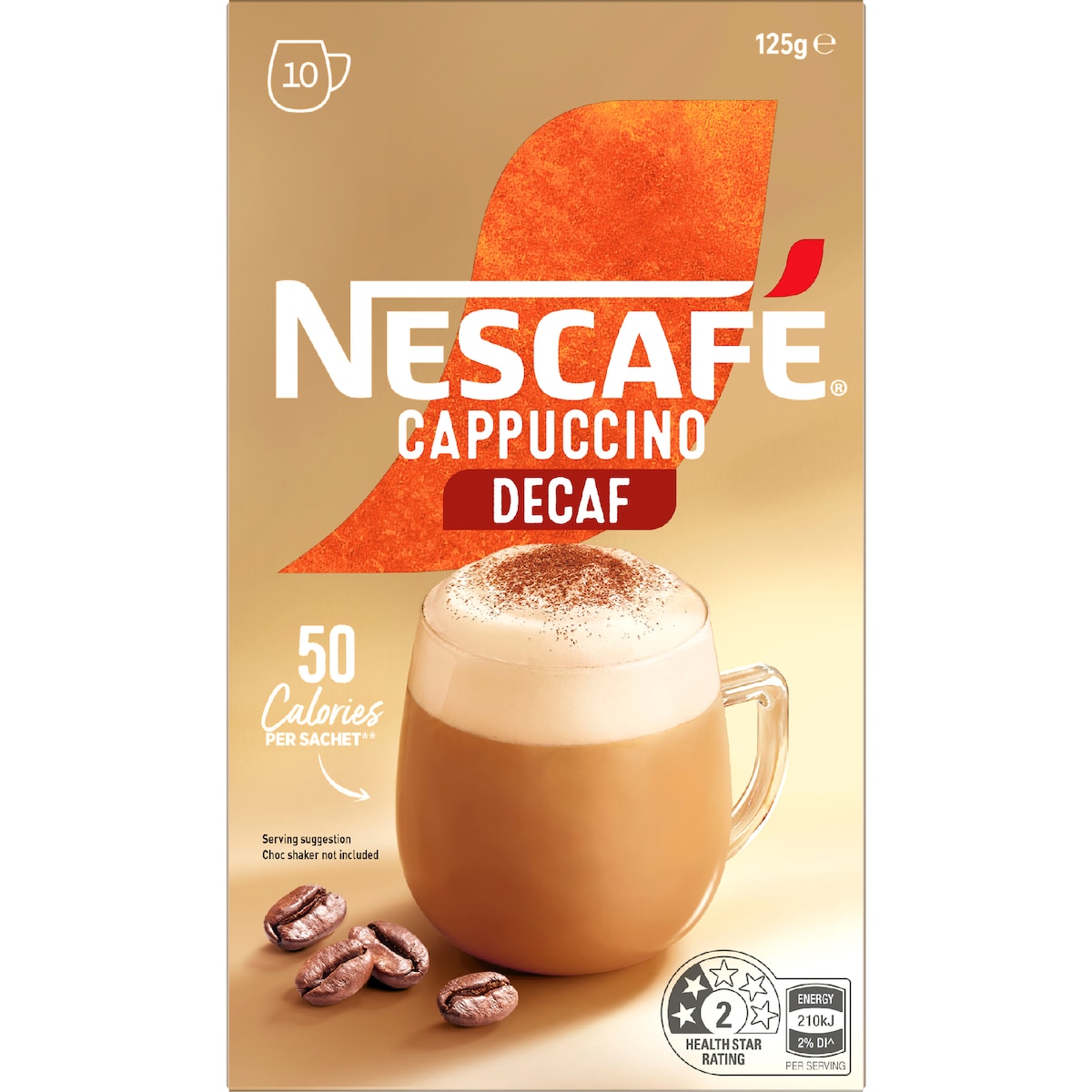 Nescafe Cappuccino Decaf Coffee Sachets 10 Pack