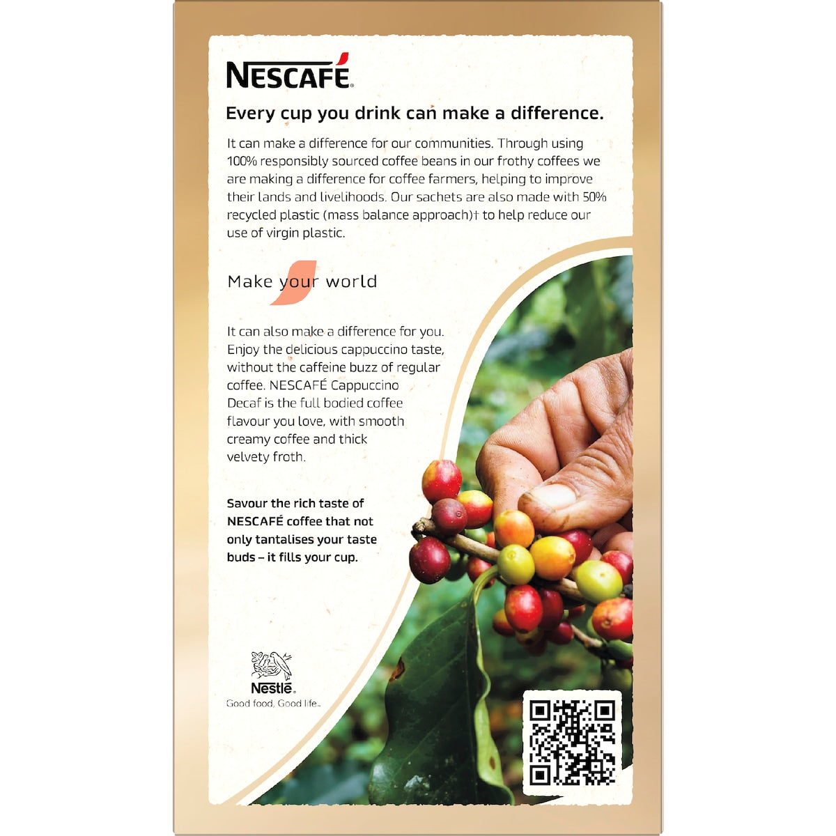 Nescafe Cappuccino Decaf Coffee Sachets 10 Pack