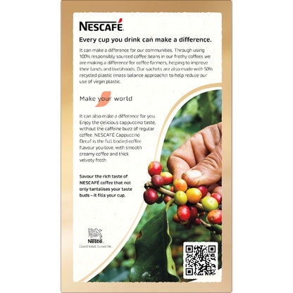 Nescafe Cappuccino Decaf Coffee Sachets 10 Pack