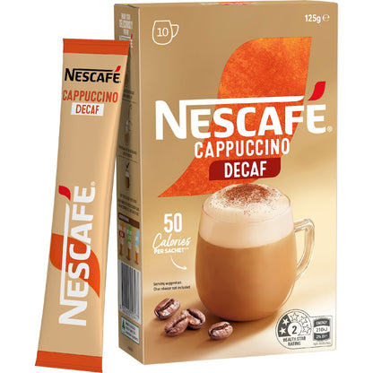 Nescafe Cappuccino Decaf Coffee Sachets 10 Pack