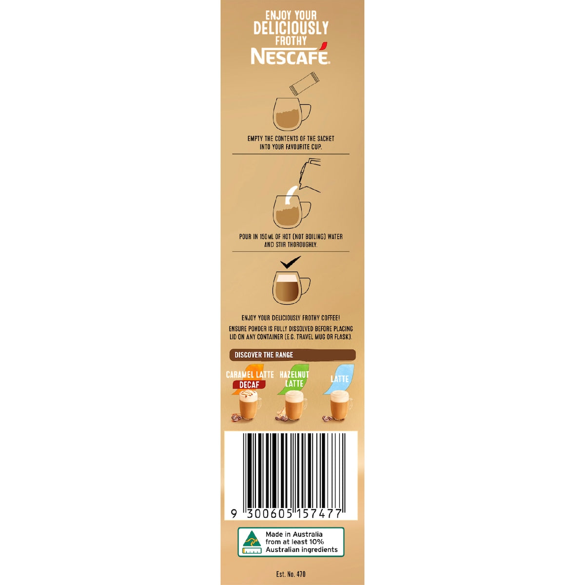 Nescafe Cappuccino Decaf Coffee Sachets 10 Pack