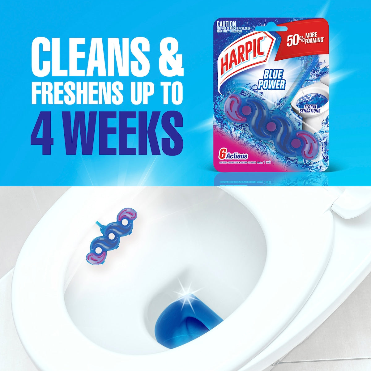 Harpic Blue Power Floral Sensations Toilet Cleaner Block Each