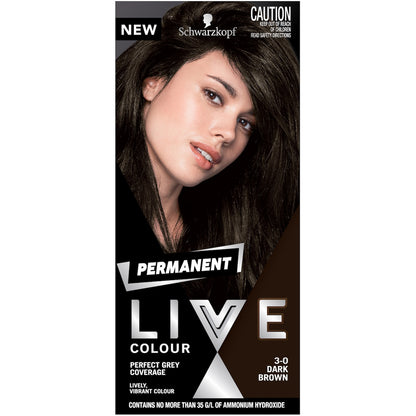 Schwarzkopf Live Colour Permanent Hair Dye Dark Brown Each
