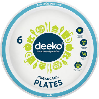 Deeko Sugarcane Side Plates Assorted 6 Pack