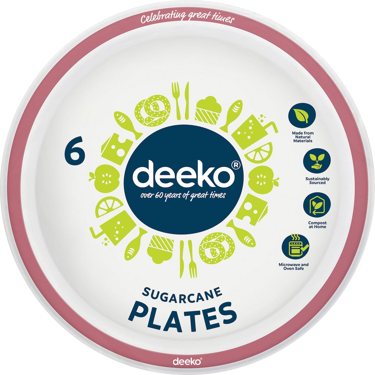 Deeko Sugarcane Side Plates Assorted 6 Pack