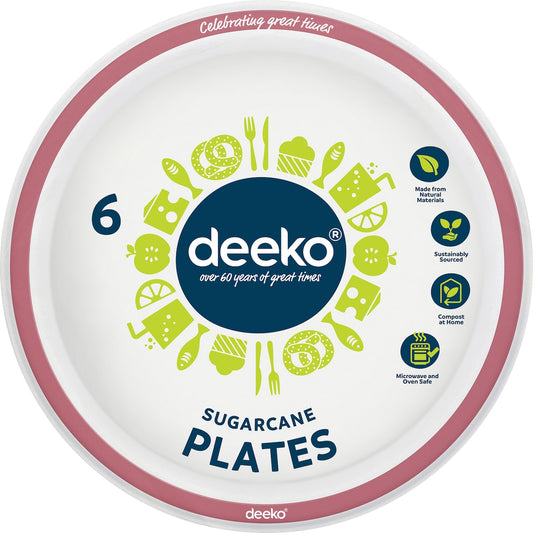 Deeko Sugarcane Side Plates Assorted 6 Pack