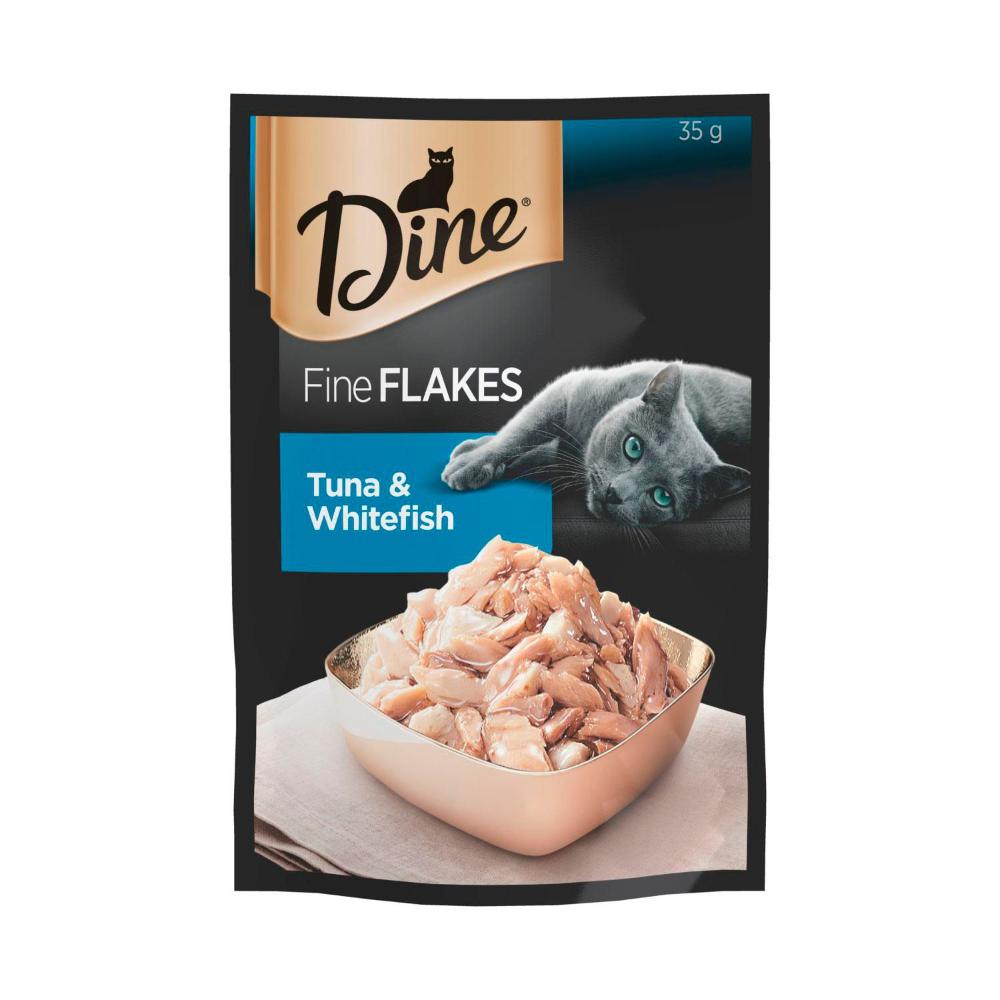 Dine Fine Flakes Tuna & Whitebait Wet Cat Food Pouch | 35g