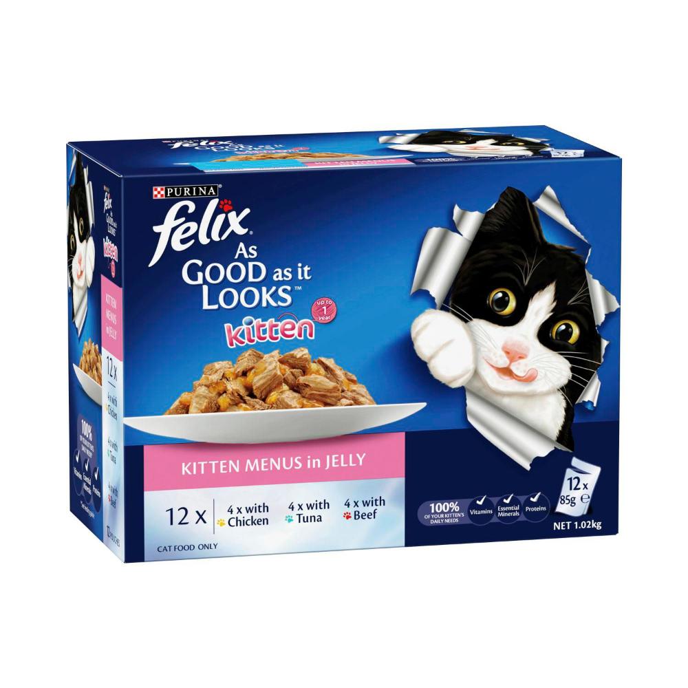 Purina Felix As Good As It Looks Kitten Menu Cat Food 85g Pouch - 12 pack