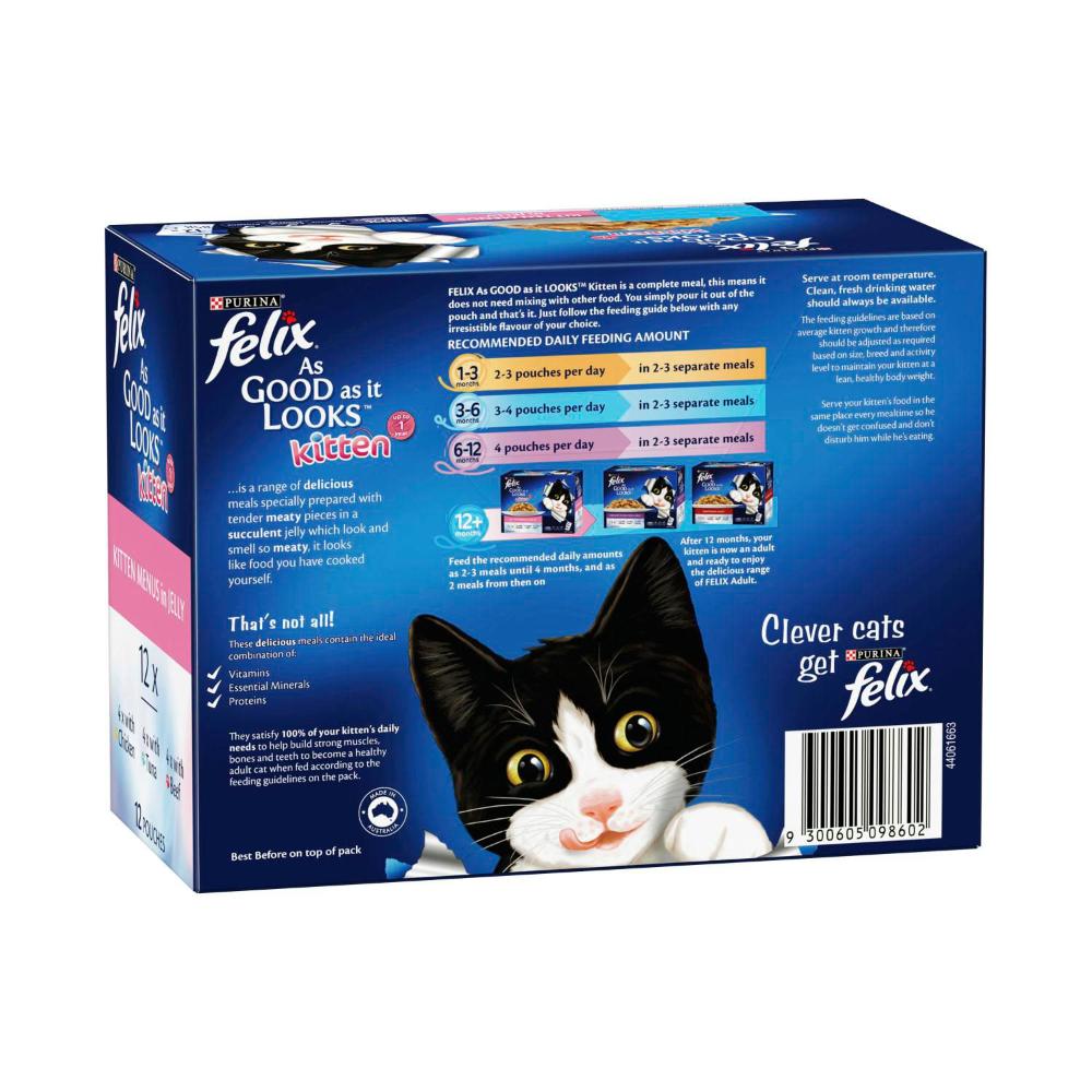 Purina Felix As Good As It Looks Kitten Menu Cat Food 85g Pouch - 12 pack
