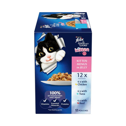 Purina Felix As Good As It Looks Kitten Menu Cat Food 85g Pouch - 12 pack