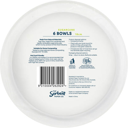 Deeko Eco Sugarcane Bowls Assorted 6 Pack