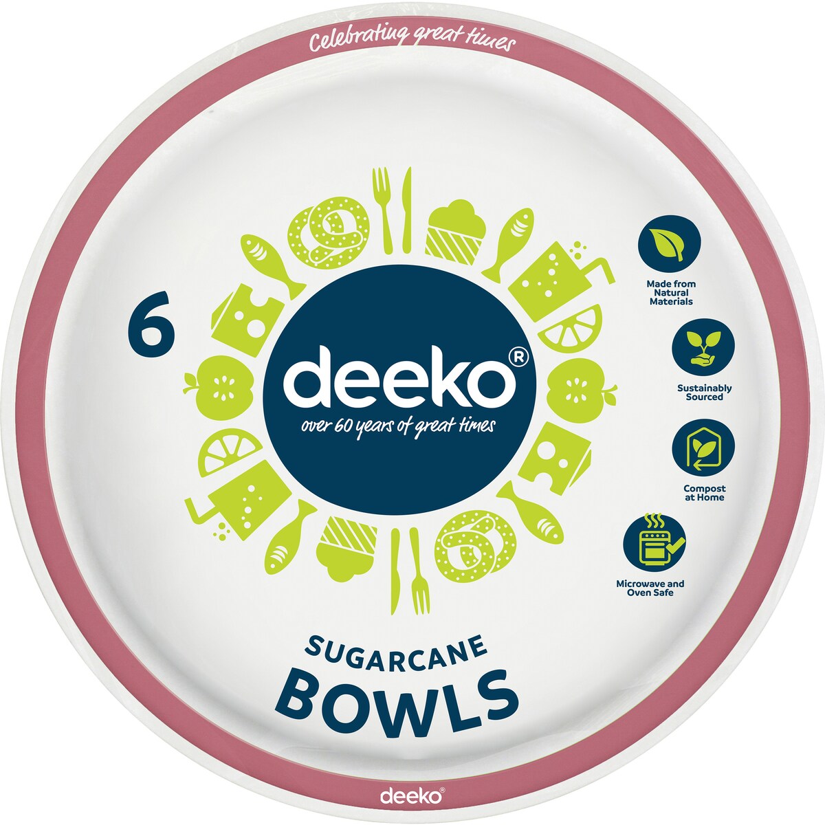 Deeko Eco Sugarcane Bowls Assorted 6 Pack
