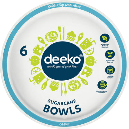 Deeko Eco Sugarcane Bowls Assorted 6 Pack