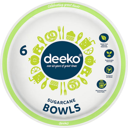 Deeko Eco Sugarcane Bowls Assorted 6 Pack
