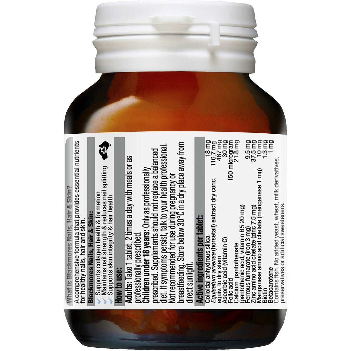 Blackmores Nails Hair & Skin Beauty Vitamin Tablets 60 pack