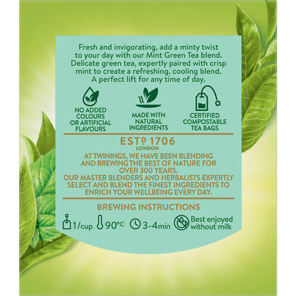Twinings Green Tea & Mint Tea Bags | 10 pack