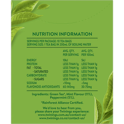 Twinings Mint Green Tea Bags 10 Pack