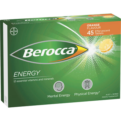 Berocca Vitamin B & C Orange Flavour Energy 45 pack