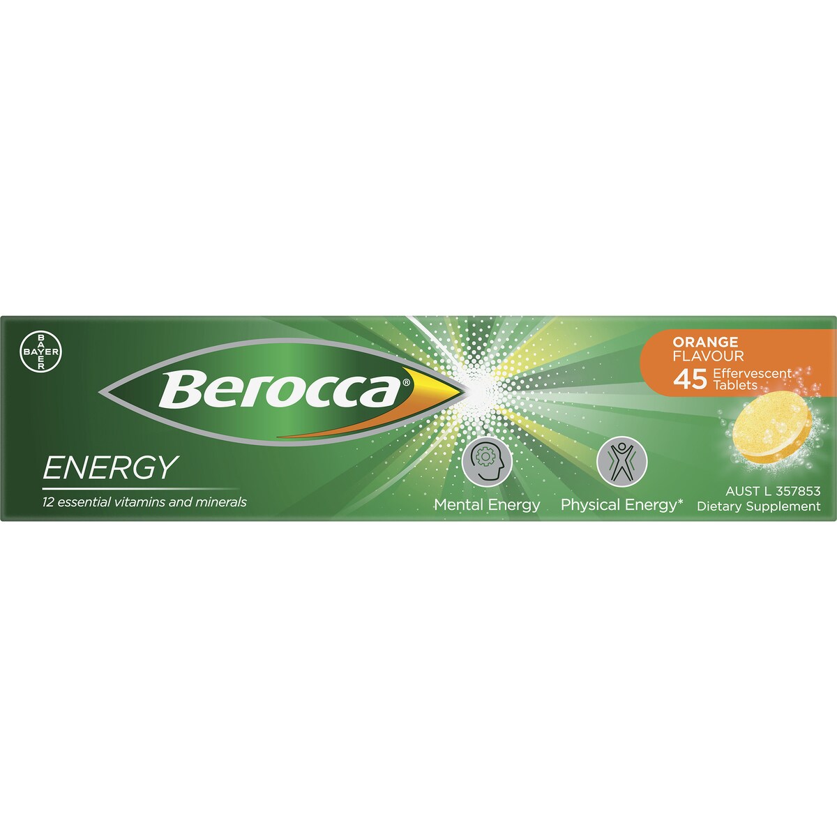 Berocca Vitamin B & C Orange Flavour Energy 45 pack
