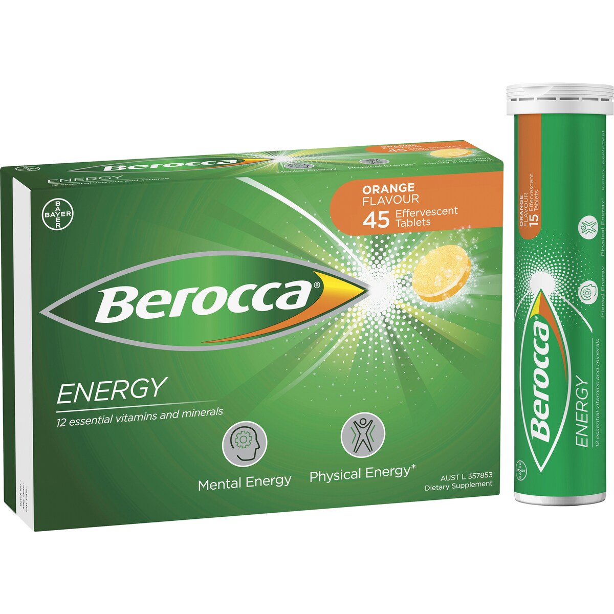 Berocca Vitamin B & C Orange Flavour Energy 45 pack
