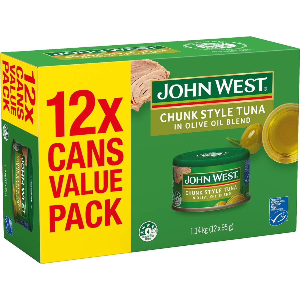 John West Chunky Tuna In Olive Oil Value 95g X 12 Pack