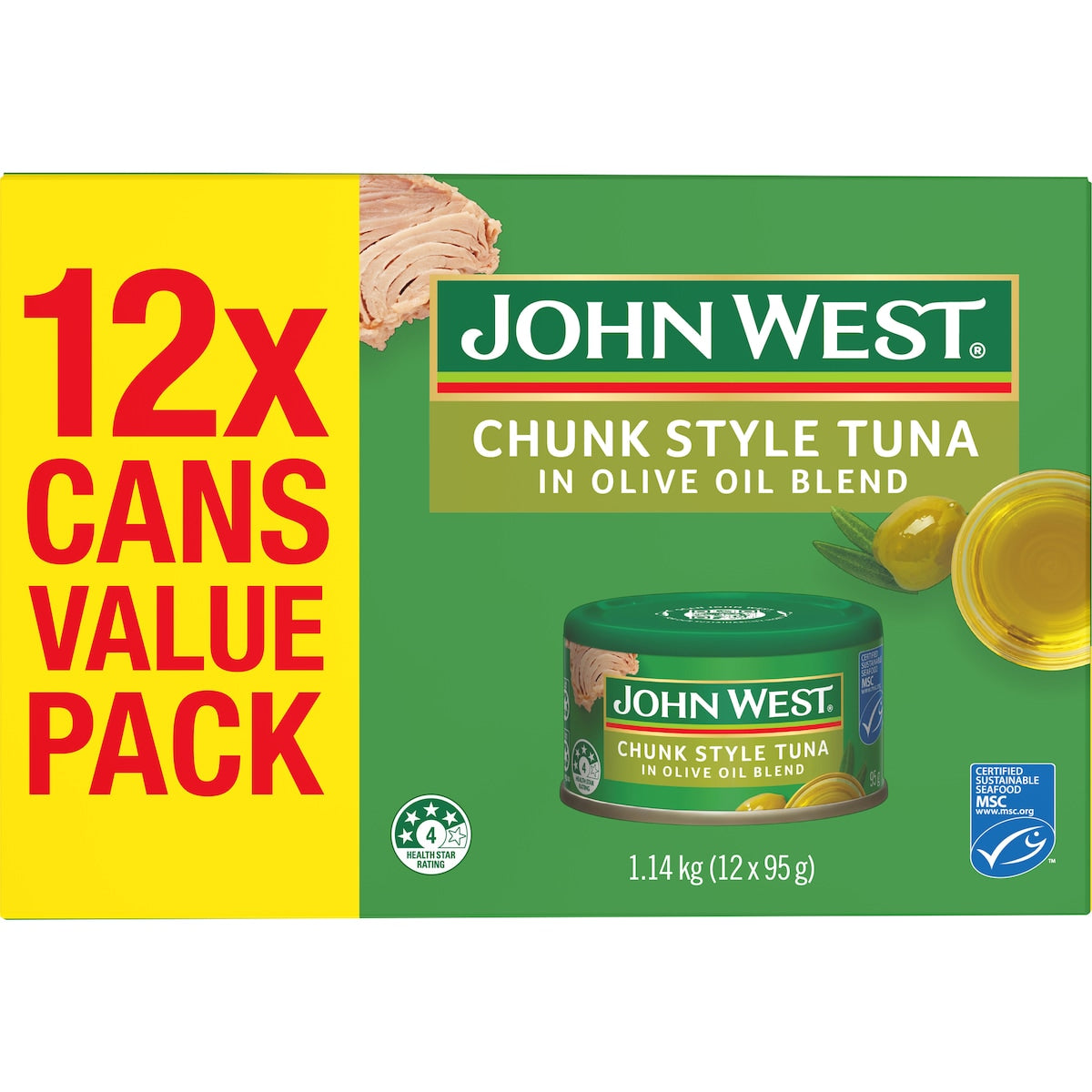 John West Chunky Tuna In Olive Oil Value 95g X 12 Pack
