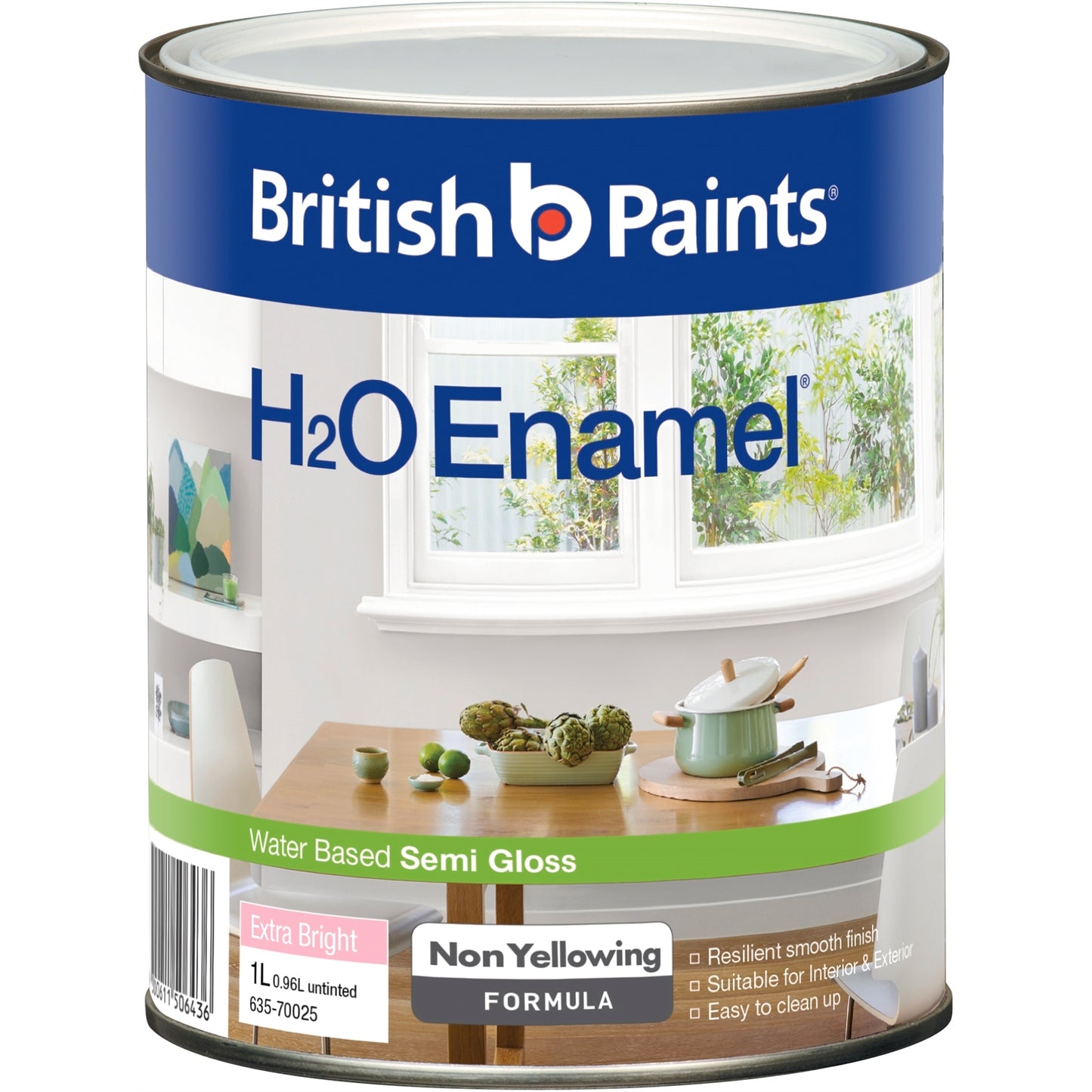 British Paints H2O Enamel Semi Gloss - 1L